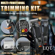 LQT 3件套/2件套/1件套男士理容工具套装 - T型刀片修剪器、剃须刀和电动理发器 - 锋利、无线、USB充电、多功能胡须修剪器套装，适合居家和旅行 - 父亲节、圣诞节或日常造型的完美礼物 - 彩色 - 查看 8
