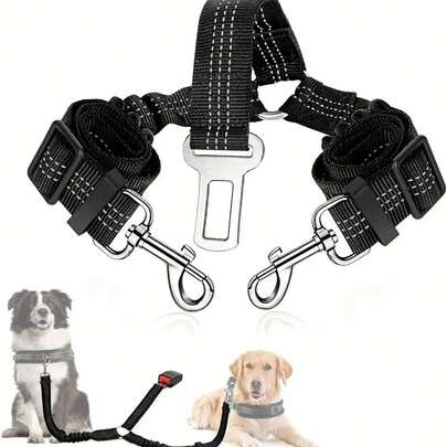 Dog Seat Belt Adjustable Vehicle Traction Belt Elastic Protection Shockproof Pet Car Seat Belt