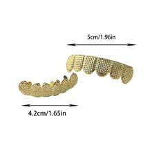 1 Set Unisex Hiphop Funny Plaid Upper Teeth & Leopard Print Lower Teeth Grillz, Suitable For Daily Wear, Festivals, Parties - Multicolor - View 3