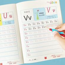 32-Page English Alphabet Handwriting Practice Book With 2 Pencils And 1 Pencil Holder, Suitable For Practicing Penmanship And Tracing English Fonts - Brown - View 1