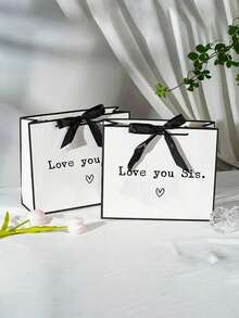 1pc Birthday Party Gift Bag,"Love You Sis" Design,Elegant Foldable Tote With Clip Handle,Premium Sisters Gift Bag - Lightweight Foldable Tote With Ribbon,Custom Wedding Gift Bag, Bridesmaid Gift Box, Bridal Party, Custom Birthday Gift Bag, Wedding Gift Bag, Bridesmaid Gift Bag, Engagement Gift Bag, Party Gift Bag, Ribbon Tie Gift Bag, Graduation Gift Bag,Home Harmony - Multicolor - View 6