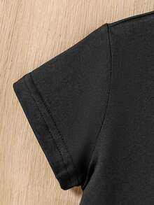 Ramadan Boys' Arabic Text & Crescent Moon Print Short Sleeve T-Shirt, Summer Ramadan Gift - Black - View 5