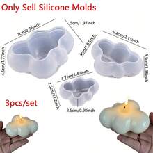 3件套可爱云朵造型蜡烛硅胶模具，新款3D蜡烛蜡熔化皂制作工具模具，DIY水晶树脂装饰，礼品，家居装饰 - 白色 - 查看 5