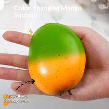 1pc Temperature-Sensitive Mango Squeeze Toy, Changes Color When Temperature Exceeds 30°C, Slow Rebound Stress Relief Squeeze Toy, Soft Pressure Relief Toy For Work And Life, Small Gift - Multicolor - View 4