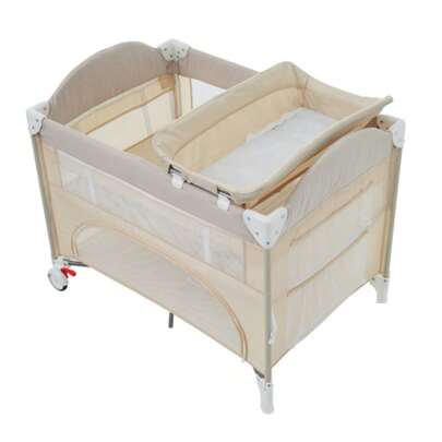プレイヤード　折りたたみ ベビーサークル おむつ替えテーブル付 お昼寝マット　キャリーバッグ付 マットレス付　プレゼント　お誕生日　お祝い【ベージュ】