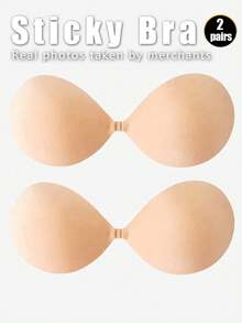 2/1 Pair Invisible Strapless Silicone Breast Petals: Sexy Silicone Breast Lift Tape, Enhances Cleavage, Suitable For Dresses, Gowns, Bikinis. Enhances Small Bust, Reveals Fuller Bust. Invisible Round Cup Bra Inserts, Thickened Nipple Covers - Multicolor - View 12