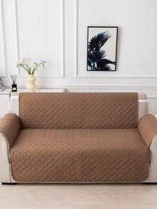 1 pieza Funda de sofá, fácil de limpiar, protector de sofá amigable con las mascotas, diseño acolchado de diamante, se ajusta a 1/2/3 plazas, transpirable para todas las estaciones, funda moderna de sofá con bolsillos laterales - Caqui - Ver 4