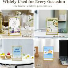 6pcs Acrylic Display Stand 6x8 Inch, Double-Sided Gold Photo Frame, Gold Vertical Table Number Card Holder Stand, Wedding Office Restaurant Party Table Card Menu Display Rack - Gold - View 12