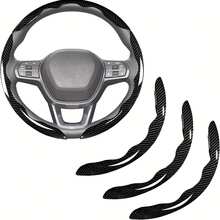 3pcs/Set Steering Wheel Cover, Car Accessories, Carbon Fiber Anti-Slip Steering Wheel Cover, Segmented And Butterfly Design, Fits 99% Vehicles, Segmented Anti-Slip Steering Wheel Protector, Carbon Fiber Steering Wheel Cover, Anti-Slip, Anti-Scratch, Universal For Cars, SUVs, Trucks Interior (Black, Red, White, Blue) - 3-piece Set - View 11