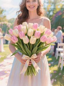 10/5 bông hoa tulip nhân tạo - 5 trắng + 5 hồng, không phai màu, trang trí nhà kiểu Scandinavia, thích hợp cho kỷ niệm, trang trí tiệc, đám cưới, trang trí nhà cửa, quà sinh nhật, v.v. Thích hợp để trang trí phòng khách và bàn, có thể dùng để trang trí nhà cửa, trang trí đám cưới, thích hợp cho đám cưới, lễ đính hôn, sinh nhật cô dâu, nhà cửa, văn phòng, tiệc tùng, cũng có thể dùng làm quà tặng Ngày của Mẹ, có thể sử dụng trong nhà và ngoài trời (không bao gồm chậu hoa). - Nhiều màu - Xem 5