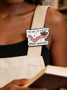 1枚“我无忧无虑”珐琅胸针，趣味蚯蚓造型，松树图案，翻领别针，帽子徽章，服装配饰，时尚珠宝礼品 - 彩色 - 查看 2