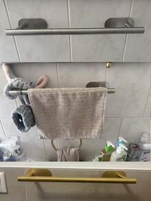 1pc Luxury Gold Stainless Steel Self-Adhesive Towel Bar - Easy Installation Without Drilling, Wall-Mounted Towel Rack, Elegant Bathroom Decor, Bathroom Towel Holder, Bathroom Accessories, Adhesive Towel Rack, Wall-Mounted Bathroom Towel Rack, Bathroom Storage, Towel Hook, Towel Shelf, Bathroom Organizer, Bathroom Furniture, Bathroom - Multicolor - View 10