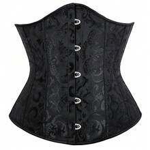 1pc Women Jacquard Waist Cincher, Waist Trainer Corset, Suitable For Party And Daily Wear - Black - View 1