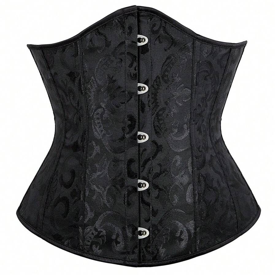 1pc Women Jacquard Waist Cincher, Waist Trainer Corset, Suitable For Party And Daily Wear - Black - View 1