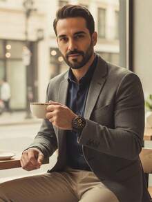 Fossil 男士石英计时腕表，棕色表盘，深棕色皮表带，商务休闲风格，适合日常佩戴，是送给男友和父亲的理想礼物。FS4656 - 棕色 - 查看 3