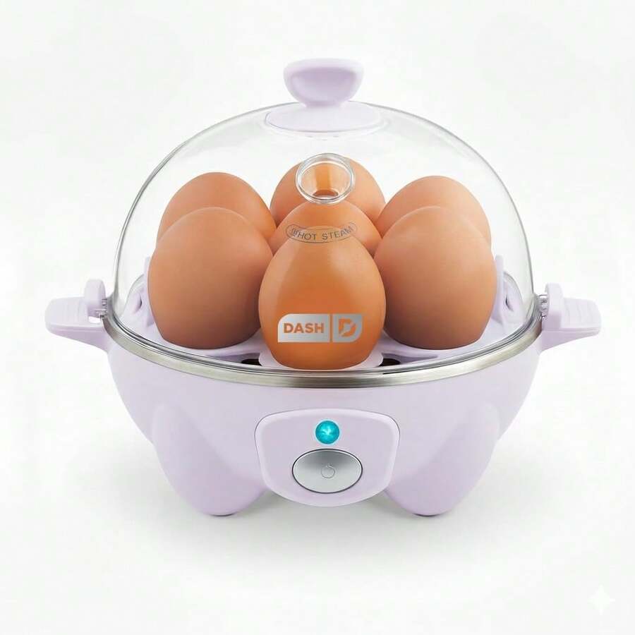 Olla de Huevos Eléctrica Rápida Color Lavanda Capacidad para 7 Huevos, Función de Apagado Automático, Hace Huevos Duros Escalfados Revueltos y Tortillas, Utensilio de Cocina para Hogar Desayuno Diario - Agua - Ver 1