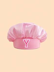 1顶女童粉色字母图案睡帽，26个字母可定制，适合作为生日和节日礼物，时尚精致轻盈柔软，是日常休息、睡眠和护发的理想之选 - 粉色 - 查看 31