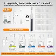 hilo dental eléctrico de vibración para adultos, estimulador de encías, limpiador de dientes reutilizable con cepillo - Medianoche - Ver 1