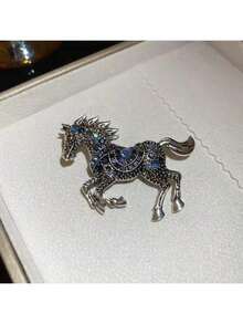 1枚欧美热销胸针 跨境新款卡通生肖创意珐琅滴油小马胸针 精致百搭头巾别针