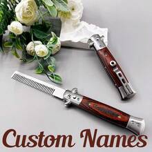 Personalized Folding Beard Comb: Wooden Handle, Groomsman Gift,Party Gift,Wooden Gift,Gifts For Him,Handmade Beard Brush,Custom Beard Brush,Groomsman's Gift,Wedding Gifts,Souvenir Gift,A Birthday Present,Personalized Comb,Men's Beard Box Gift,Men's Beard Comb,Comb - Multicolor - View 2
