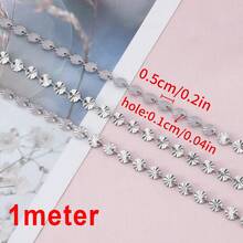 Rantai Stainless Steel Bulat Bermotif Cakram 1m/Pak, Rantai Bunga Matahari, Aksesoris Perhiasan Kalung Gelang Buatan Tangan DIY - H2838 - View 11