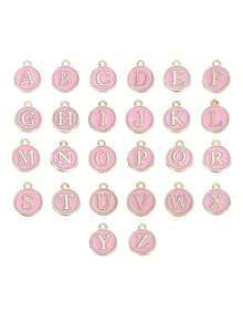 26pcs Alphabet Letter Charms,Initial A-Z Alphabet Round Double-Side Enamel Letters Charm Pendant Bead For DIY Personalized Jewelry Making FindingsValentine's Day Gift For Her - Nhiều màu - Xem 13