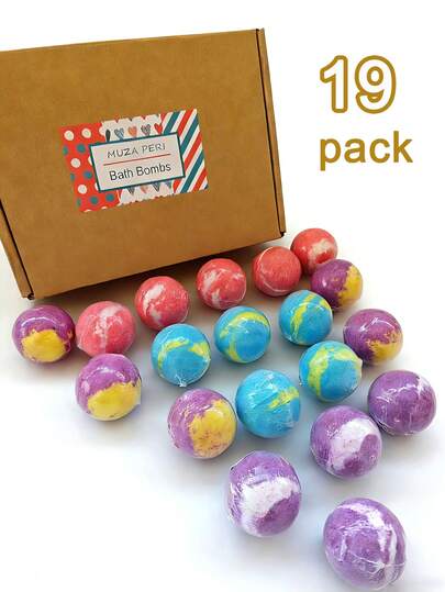 MUZA PERI 19pcs Mini Y2K Style Colorful Bath Bombs, Affordable & Cute Bubble Bath Balls, Relaxing Spa Bath Bombs, Beauty Gift For Teenage Girls