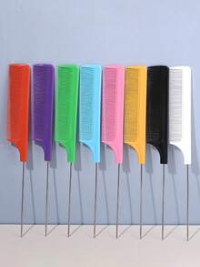 8pcs Minimalist Pointed Tail Comb Steel Needle Hair Styling Comb, Highlighting Sectioning Long Tail Comb For Haircut - Multicolor - View 5