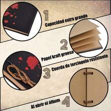 Álbum de Fotos Expandible DIY, 80 Páginas Sin Ácido, Álbum de Recortes para Hombres y Mujeres, Ideal para Bodas, Cumpleaños y Eventos Especiales (Compasión),40855450 - Gris Oscuro - Ver 5