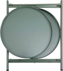 Mesa auxiliar redonda de 2 niveles, soporte plegable pequeño para exteriores con bandeja extraíble, mesa de metal antioxidante para balcón, patio, sala de estar, mesita de noche para - Azul Cian - Ver 8