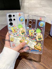 1pc Cartoon Spongebob Pineapple Vacation Graphic Perforated Airbag Anti-Fall Phone Case Protective Cover Compatible With Samsung/Compatible With IPhone 17/16/15/14/13/12/11 Pro Max/12 Pro/14 Plus And Other Models - Multicolor - View 5