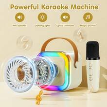 Mini Karaoke Machine For Kids, Colorful LED Portable Bluetooth Singing Speaker With 2 Mics, Christmas Birthday Gifts For Girls Boys - Violet Purple - View 5