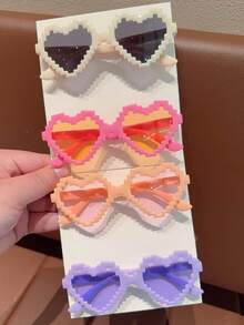 2/4Pcs 2026 Newest Girls Cute Beautiful Flower Mosaic Heart Kids Children Fashion Glasses Eyewear,Card Only Show,Don't Shipping - Multicolor - View 5