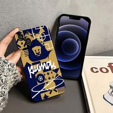 Diseño abstracto del equipo de fútbol Pumas con el logo. Esta elegante funda es compatible con iPhone 17, 16, 15, 14 Pro Max, 13, 12, 11, XR y XS Plus. Fabricada en TPU flexible, resistente a golpes y arañazos, ofrece una excelente protección contra caídas y un agarre cómodo. Es un regalo ideal para familiares, amigos y seres queridos, y una opción perfecta para festivales. - Negro - Ver 4