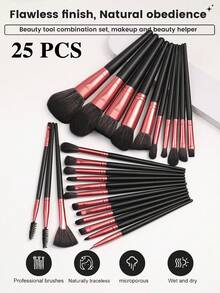 51PCS Makeup Tools Set Including:25PCS Makeup Brush Set+6PCS Makeup Sponges+3PCS Mini Makeup Sponges+6PCS Triangle Powder Puffs+3PCS Mini Air Cushion Powder Puffs+1pc Hairband+2PCS Hand Bowl Strap+1pc Makeup Brush Cleaning Tools+3PCS Circular Powder Puffs+1pc Eyelash Curler - Black - View 2