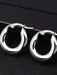 Vintage French Style Circle Earrings Personalized Ins Style Design For Women Girls Daily Party Wedding Jewelry Gift IUZK - 銀色 - 查看 1