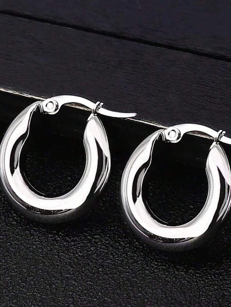 Vintage French Style Circle Earrings Personalized Ins Style Design For Women Girls Daily Party Wedding Jewelry Gift IUZK - 銀色 - 查看 1