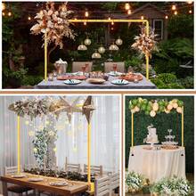 1Set Over The Table Rod Stand With Clamps, Adjustable Length Table Arch Stand, Metal Table Backdrop Stand, Table Hanging Decor Rod For Wedding, Birthday, Halloween, Christmas Party (Golden Black) - Multicolor - View 10