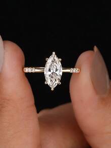 1pc Delicate Six-Prong Marquise Diamond Ring, S925 Sterling Silver Elegant Women's Ring Suitable For Daily, Date, Exquisite Women's Jewelry Gift, New Year's Gifts, Valentine's Day Gift - Six-claw Horse Eye Ring - View 1