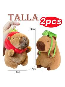 2 Peluche Capibara Decoracion Accesorios 13cm Juguete Regalo Marrón - Marrón - Ver 3