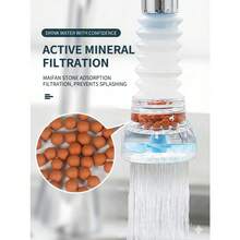 1 PCS Rotating Telescopic Faucet Filter With Mineral Balls & Spray Head, Water-Saving Splash-Proof Kitchen Sink Filter For Non-Drinking Water Cleaning At Round Faucets (Fits 1.6-2.3cm) - Green - View 4