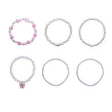6件套甜美风格手链套装，心形珠子，仿珍珠，蝴蝶吊坠，女孩饰品 - Butterfly - 查看 5