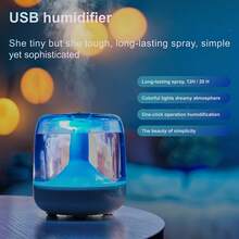 650ml Humidifiers For Home, USB Desk Humidifier With 6-Color Changing LED Night Light, Up To 20H Long Lasting Spray, Quiet Cool Mist Humidifier For Bedroom & Office, White - White - View 2