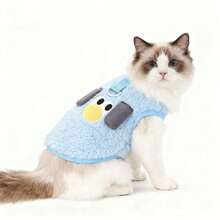 Cute Duck Shaped Plush Sweater, Suitable For Small/Medium Cats & Dogs, Soft & Warm With Leash Hole Design, Machine Washable - Blue - View 11