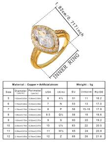 Luxury Cubic Zirconia Full Pave Gold Color Oval Stud Ring, Suitable For Women Wedding Wear And Valentine's Day Gift