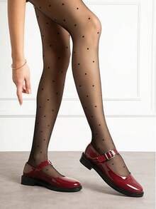 1 Pair Of Women's Fashionable Polka Dot Jacquard Pantyhose/Stockings Valentine's Day Gift - Multicolor - View 3