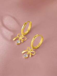 1 Pair S925 Sterling Silver Cute Bow Teardrop Earrings, Delicate Luxurious High-End Sweet Daily Fashion Versatile Earrings, Exquisite Gift - Bow - View 6
