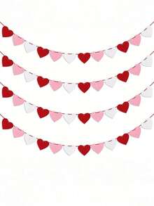 Felt Heart Garland Banner, Valentines Decorations, Hanging Hearts, Red Pink White Valentines Hearts Banner, Anniversary Wedding Birthday Party Decorations, Outdoor Home Hanging Valentine's Day Decor, Valentine's Day Decorations, Valentine's Day Gifts, Valentines Day Decor, Valentines Day Gifts, Room Decor; VOXP - 多色 2 - 查看 2