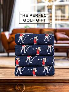 12只/10只/5只/4只/1双趣味高尔夫球手印花男女通用袜，新奇休闲中筒袜，高尔夫爱好者礼物之选，趣味高尔夫图案中筒袜，休闲舒适新奇运动袜 - 彩色 - 查看 9