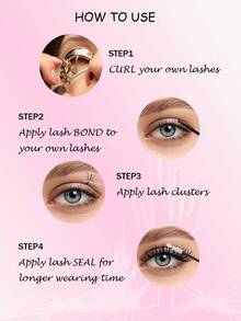 30D+80D浓密型假睫毛套装，单根睫毛簇，配有睫毛镊子和双头胶水，打造自然轻盈蓬松的浓密效果，适合日夜派对等各种场合。 - 黑色 - 查看 7